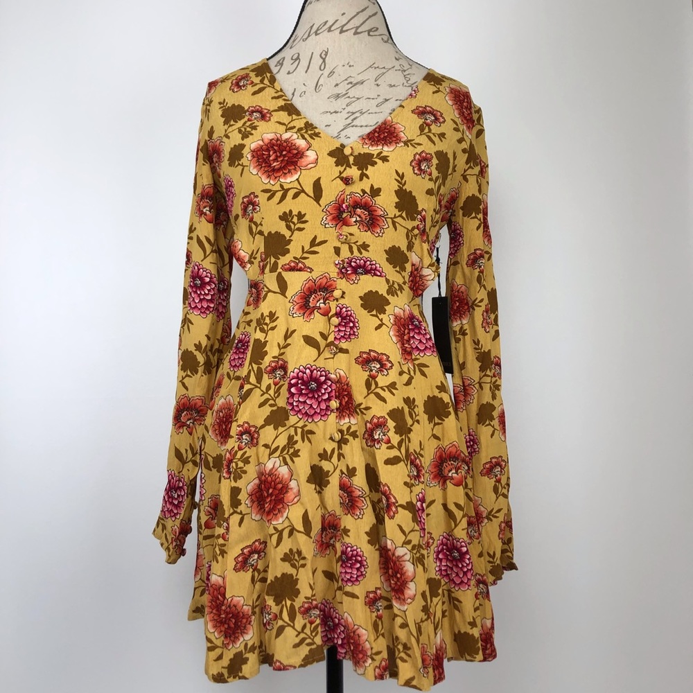 Floral Long Sleeved Mini Dress